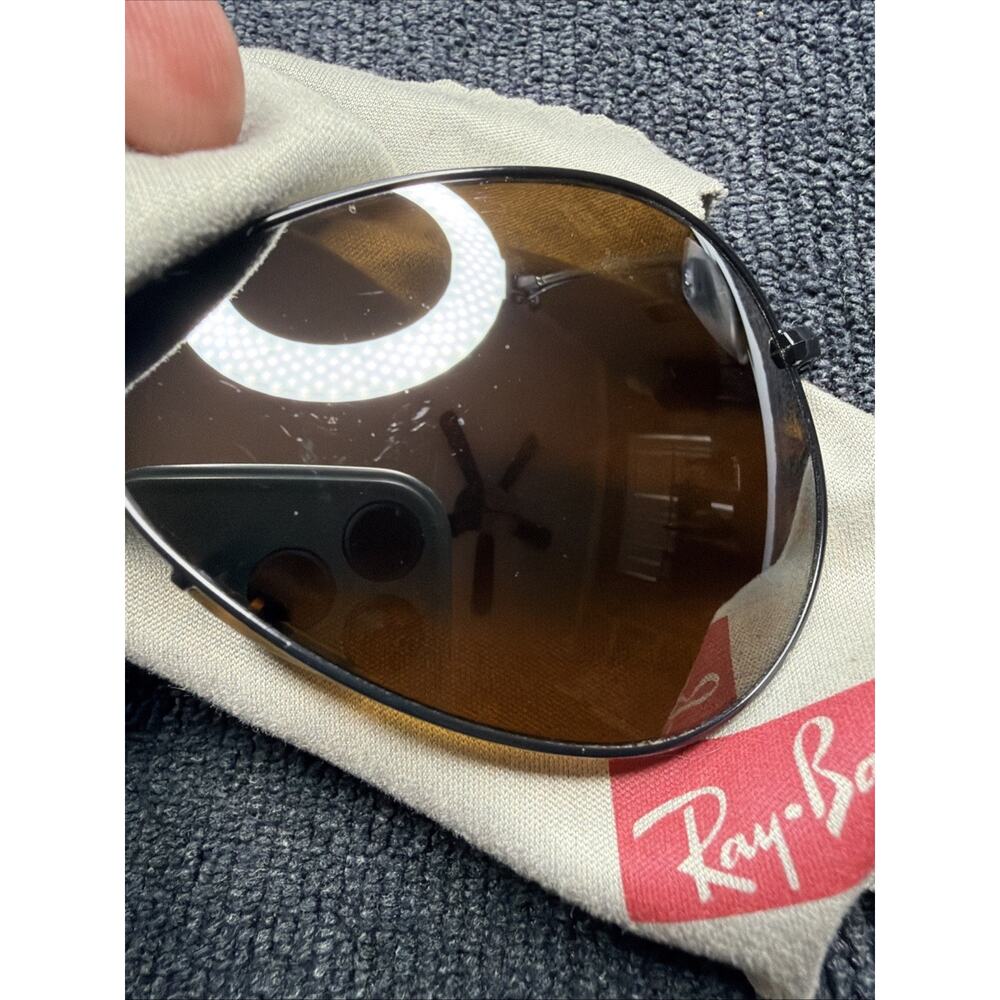 Ray-Ban RB3025 Aviator Sunglasses Mens Womens Matte Black Brown Gradient 55mm - Picture 5 of 16